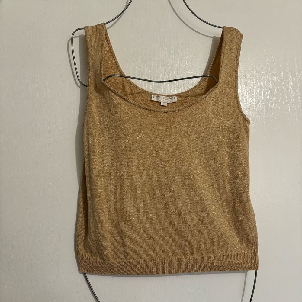 ✨ ST. JOHN BASICS Gold Knit Tank Shell Top | Size Large
